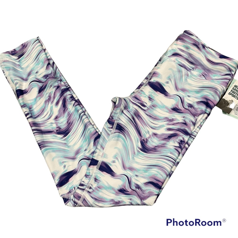 DSG Athletic Leggings Yoga Pants Purple Swirl Girl's Large Size 14 NWT